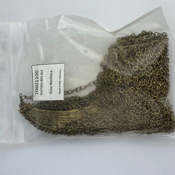 Willow House Ibiza Fringed Bib Necklace by Sara Blaine Black Resin Statement NWT - Picture 2 of 10